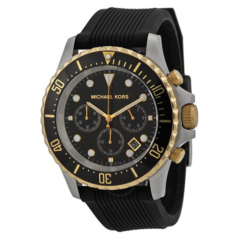 michael kors everest chronograph black silicone and stainless steel watch|Michael Kors chronograph watch.